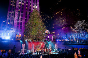 The 76-foot-tall tree is lit with 45,000 lights during the 81st Annual ...