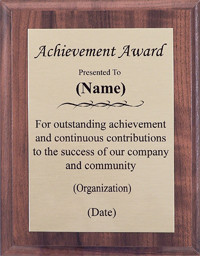 Achievement Award Plaque