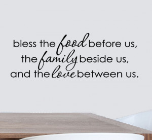 Kitchen Decal Prayer Bless this Food before us and the Family beside ...