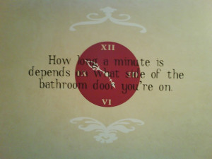 Vinyl bathroom quote.