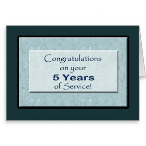 Employee 5 Years of Service Anniversary Cards