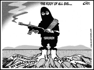 This political cartoon is showing that stemming off of terrorism are ...