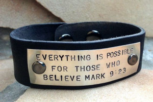 Mens Leather Bracelet, Religous Jewelry, Biblical Quotes, Leather Hand ...