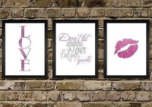 LIFE-QUOTES-pink-glitter-INSPIRATIONAL-POSTER-8x11-WALL-DECOR-home