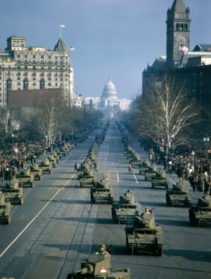 military tanks parade near the Capitol Building in Washington DC ...
