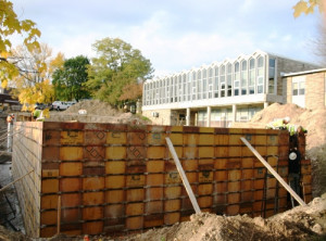 Here's a picture of the basement walls being prepared, as at October 9 ...