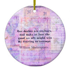Shakespeare quote COURAGE FEAR with art Christmas Tree Ornaments