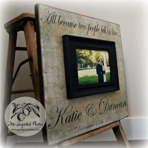 Picture Frame, Quote Picture Frame, Wedding Gift 16x16 ALL BECAUSE TWO ...