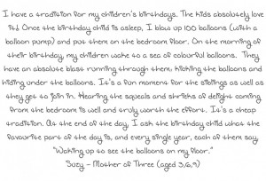 Suzy, a Be A Fun Mum reader, wrote to me about a tradition she shares ...