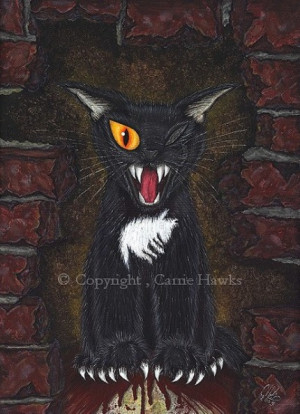 Poe Black Cat Horror Gothic Fantasy Art 5x7