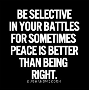 Be selective in your battles for sometimes peace is better than being ...