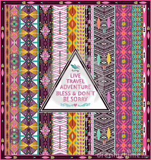 Hipster seamless tribal pattern with geometric elements and quotes ...