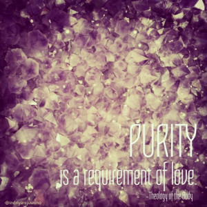 Purity is a requirement of love. #TheologyOfTheBody #quotes