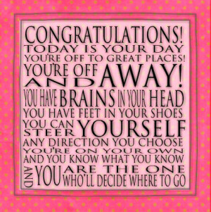 ... Quote - Dr. Seuss 6x6 Word Art Print - Art Block Graduation pink and