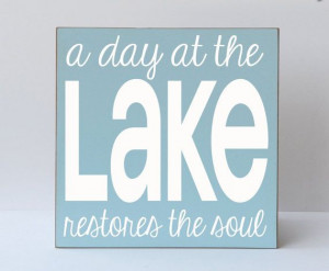 ... Lake - Sign - Typography Word Art Handpainted Wooden Sign - Lake Sign