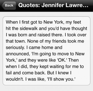 Jennifer Lawrence quote on NYC || This is just my entire life in one ...