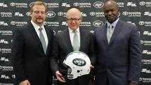 NFL football team's new general manager Mike Maccagnan, left, and new ...
