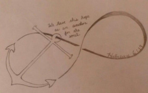 Anchor & bible verse tattoo sketch