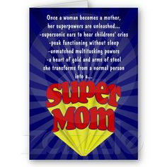 Funny Mother's Day Greeting Card, Super Mom Superhero #mothersday