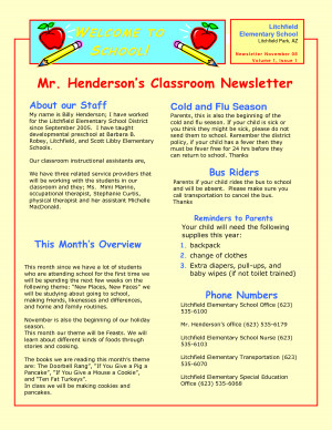Preschool Newsletter picture