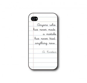 Iphone 4 4s case, Einstein quote, school printed notebook page
