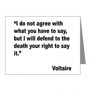 ... Thank You Cards & Note Cards > Voltaire Free Speech Quote Note Cards