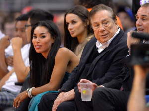 Stiviano (left) with Donald Sterling courtside at a Los Angeles ...