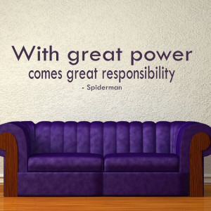 Spiderman Movie Quote Wall Stickers / Wall Decals / Large Wall Quotes ...