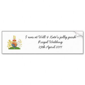 Funny Royal Wedding souvenir car sticker Bumper Sticker