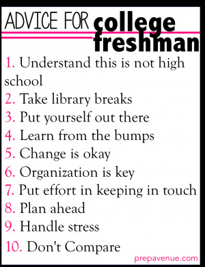 Advice for College Freshman