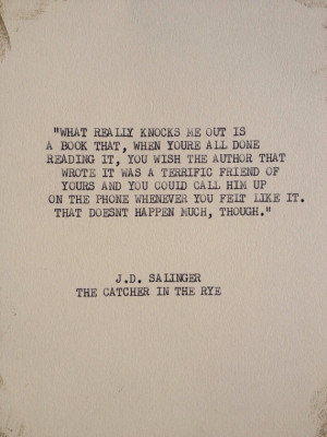 THE J.D. SALINGER: Typewriter quote on 5x7 cardstock