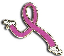 Breast Cancer Awareness Pink Ribbon Running Lapel Pin