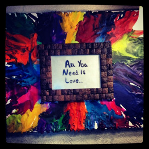 Canvas, melted crayons, picture frame, and my favorite Beatles quote.
