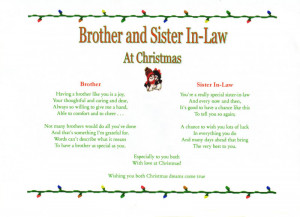... Brother In-Law verse above, (changing only sister and brother in-law