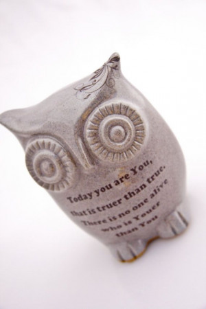 Owl with a Dr. Seuss quote on gray handmade by claylicious, $32.00