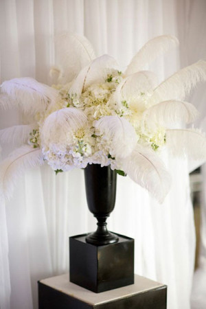 Black and White Feather Centerpieces