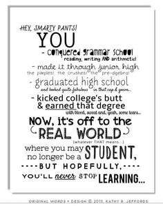 College Graduation Typographic Print. Never Stop Learning by ...