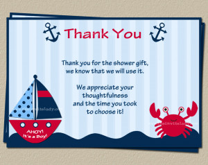 Thank You Baby Shower Quotes Nautical baby shower thank you