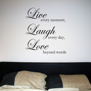 Wall Quote Sticker - Live Laugh Love - 52x47cm Self Adhesive Decal ...