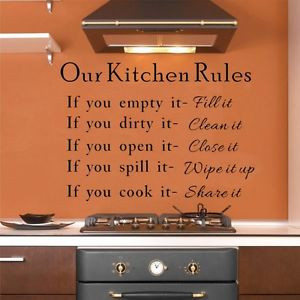... Rules Cook Share Clean Quotes Art Wall Stickers Decals Room Decor XH