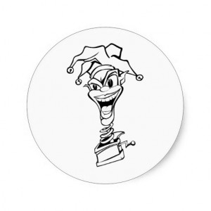 Joker ~ Toy ~ Jester ~ Windup Box Round Stickers