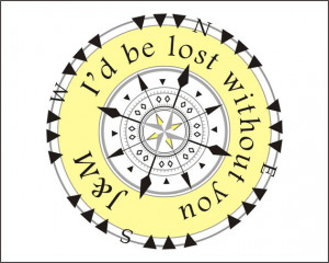 Compass Love Quote Wall Art Print, Yellow and Grey, Nautical Mid ...