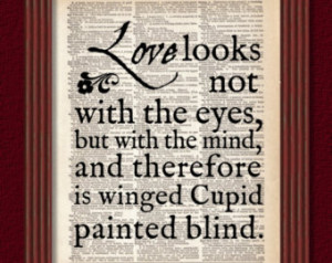 ... Shakespeare Winged Cupid Romantic Valentine Quote Play Words Decor