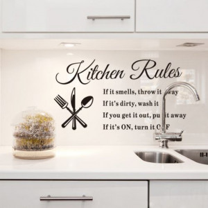 Quotes-Wall-Sticker-Kitchen-rules-Wall-Stickers-Sayings-And-Phrase ...