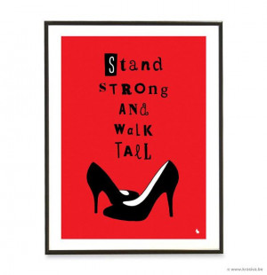 Red women's shoes inspirational quote poster print art by kyd13