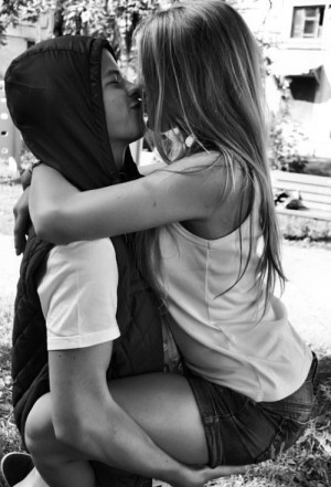 black and white, couple, cute, kiss, love, photography