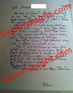 Richard Kuklinski aka The Iceman. One page handwritten letter signed ...