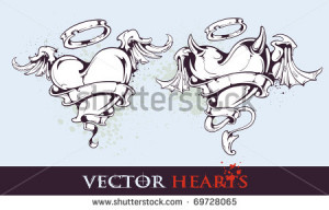 Two Tattoo Styled Hearts...