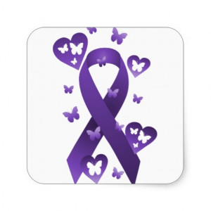 Purple Awareness Ribbon Square Stickers