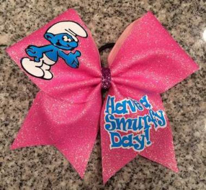 Home Originals Have A Smurfy Day Smurf Pink Glitter Cheer Bow